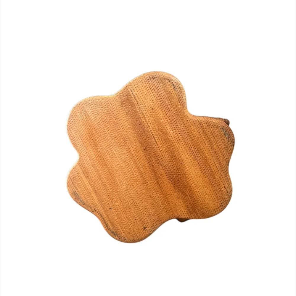 Wood Shamrock Hand Carved Collapsible Fruit Basket w Folding‎ Trivet Lucky Irish